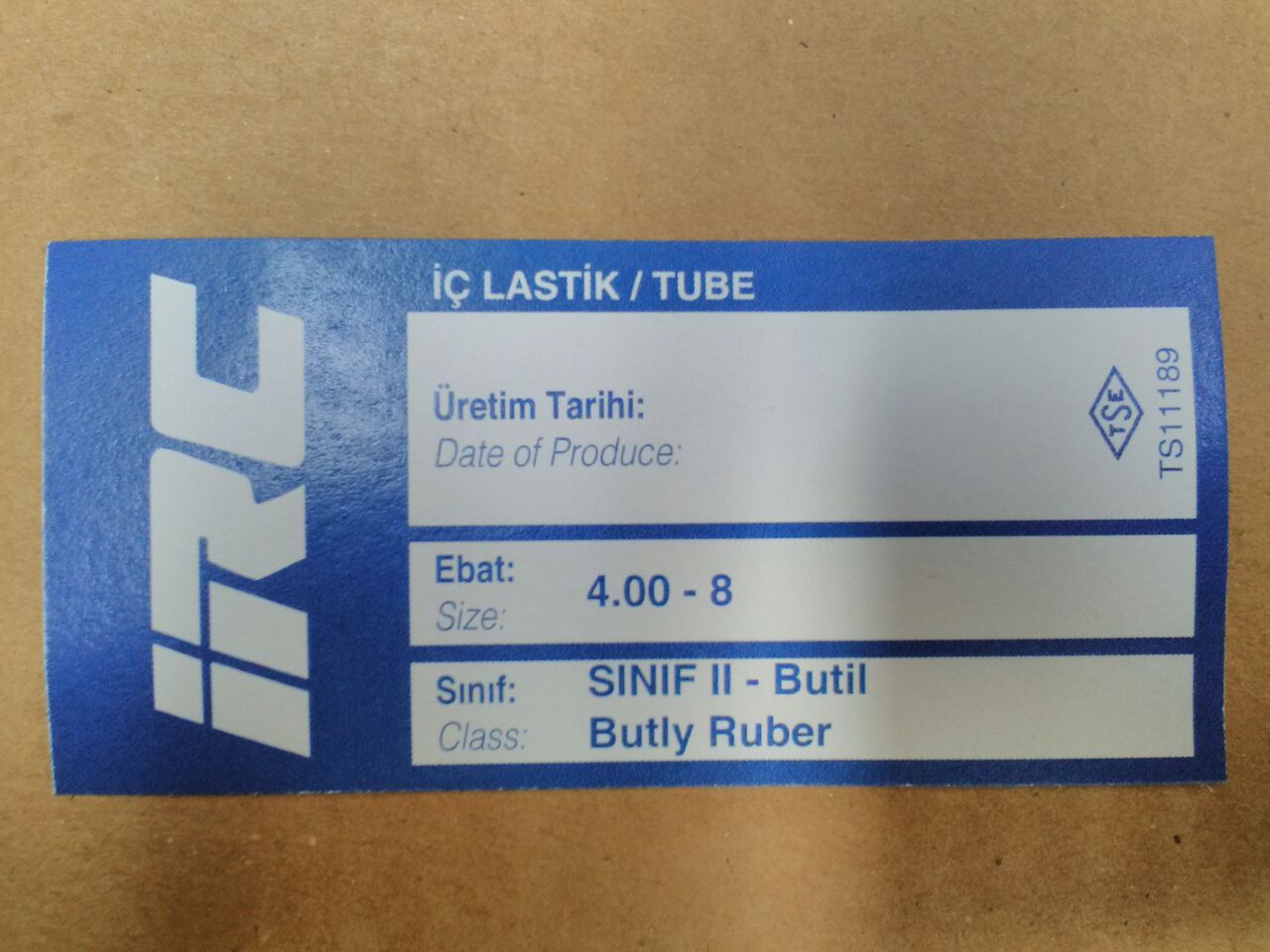 İÇ LASTİK 4.00-8  (EĞRİ SİBOP) (8587) (TR87)
