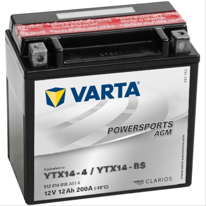 AKÜ MOTOR YTX14-BS 12V12Ah (SUYU YANINDA)
