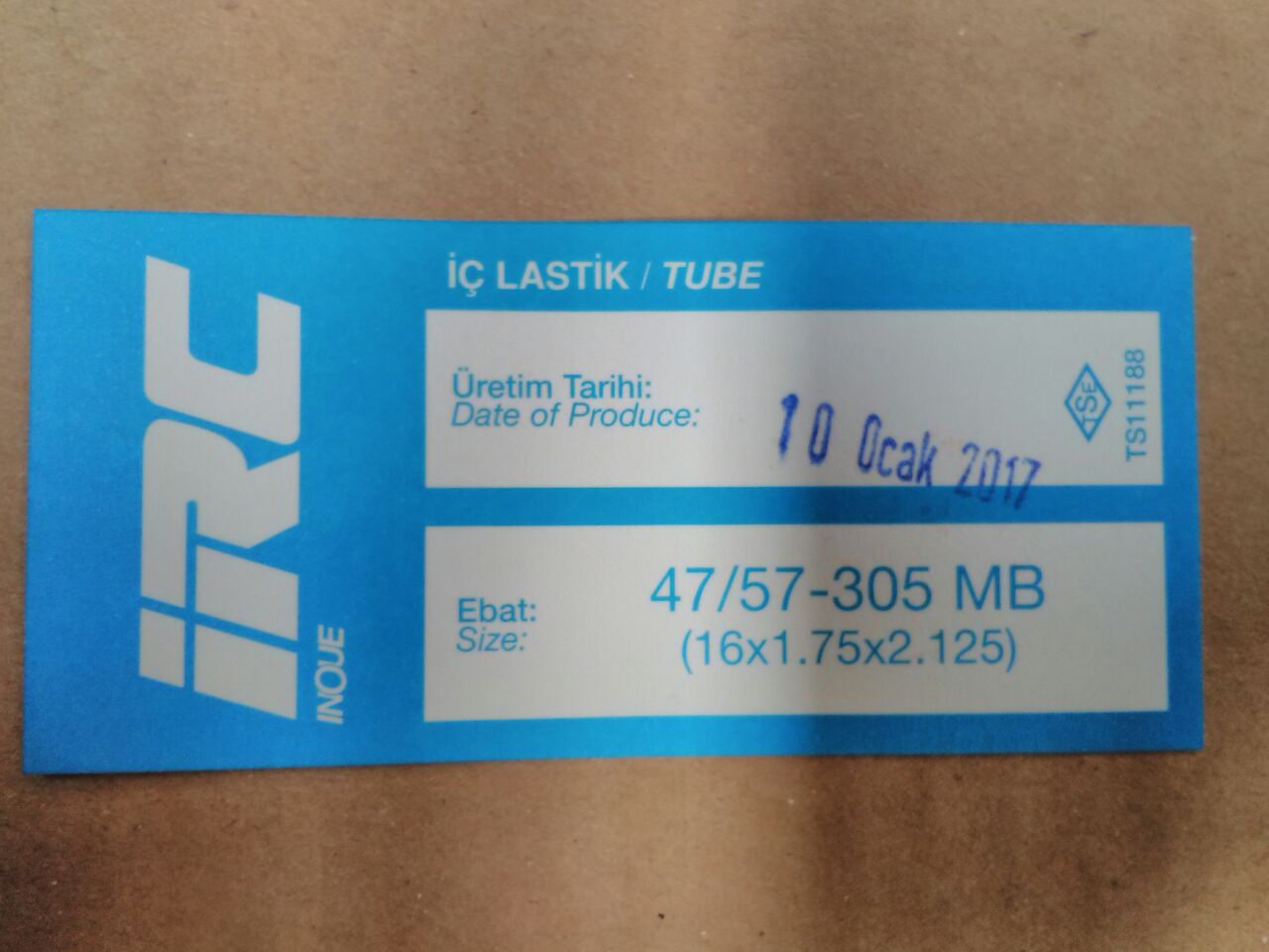 İÇ LASTİK 16x1.75x2.125 (47/57-305 MB) (8602)