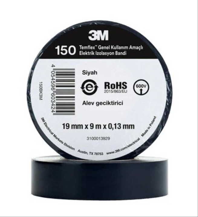 ELEKTRİK KABLO BANDI SİYAH 3M (ORJİNAL)