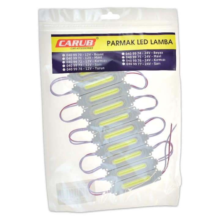PARMAK LED DİKDÖRTGEN CAMLI BEYAZ (10 ADET) 12V