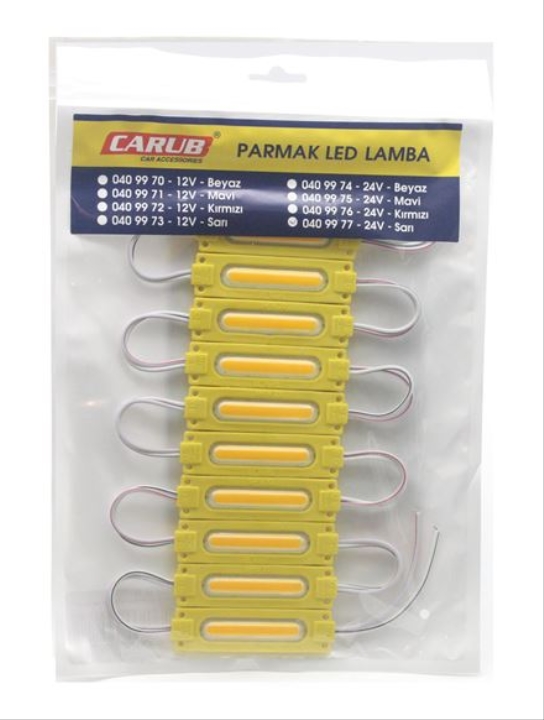 PARMAK LED DİKDÖRTGEN CAMLI SARI (10 ADET) 12V