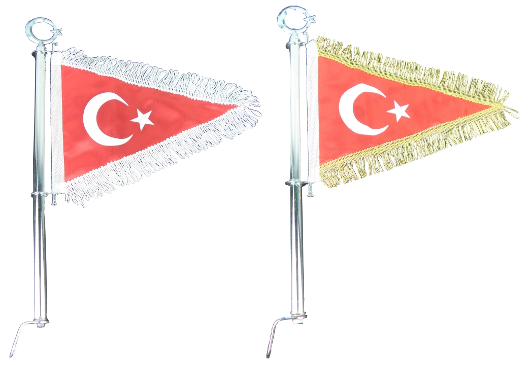 FLAMA BAYRAK HİLALLİ BEYAZ+SARI PÜSKÜLLÜ (45cm)