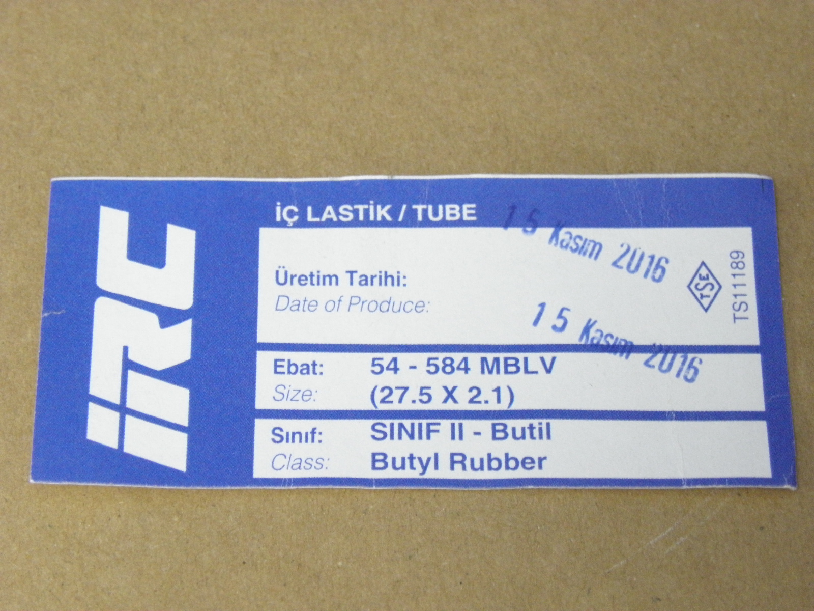 İÇ LASTİK  27.5 x 2.1  (54-584 MB-L/V) (8624)